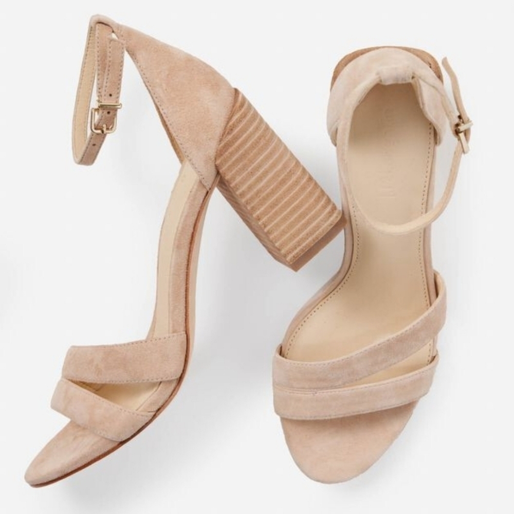 🤎▪️J McLaughlin▪️sesame Suede Shauna Block Heel Sandals Size 9.5